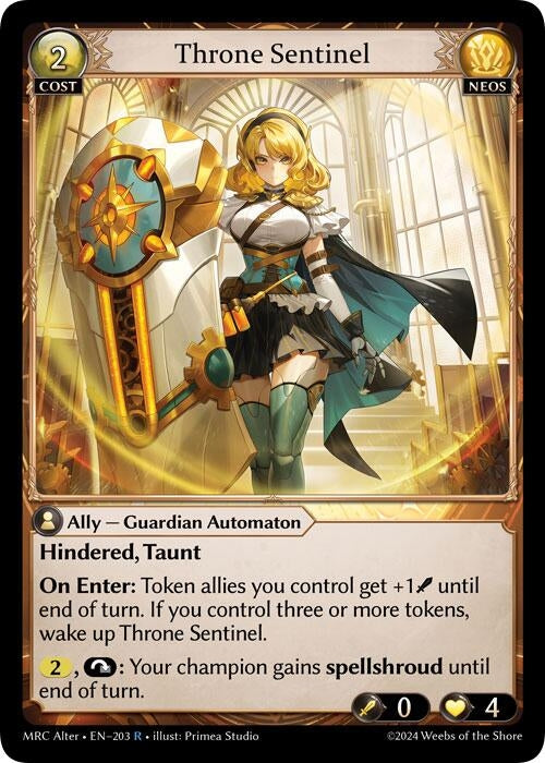 Image for Throne Sentinel (203) (Mercurial Heart Alter Edition) (MH Alter) - Grand Archive TCG