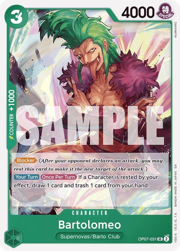 Image for Bartolomeo (Reprint) (OP07-031) (Starter Deck 24: GREEN Jewelry Bonney) (ST-24) - One Piece Card Game
