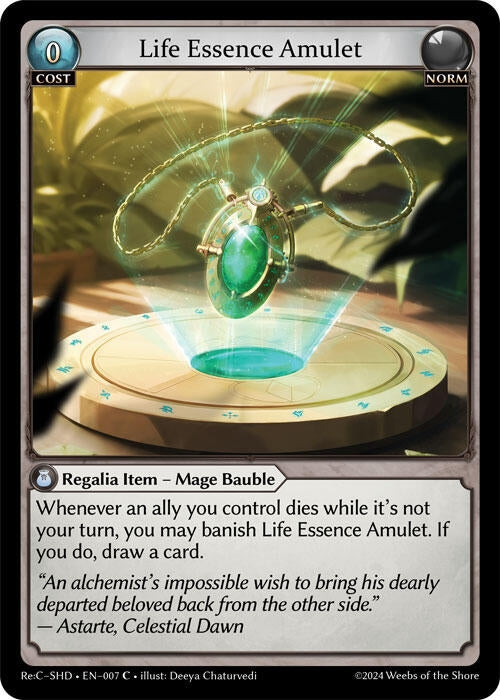 Image for Life Essence Amulet (007) (Tristan, Shadowdancer Re:Collection Lite) (SHDLTE) - Grand Archive TCG