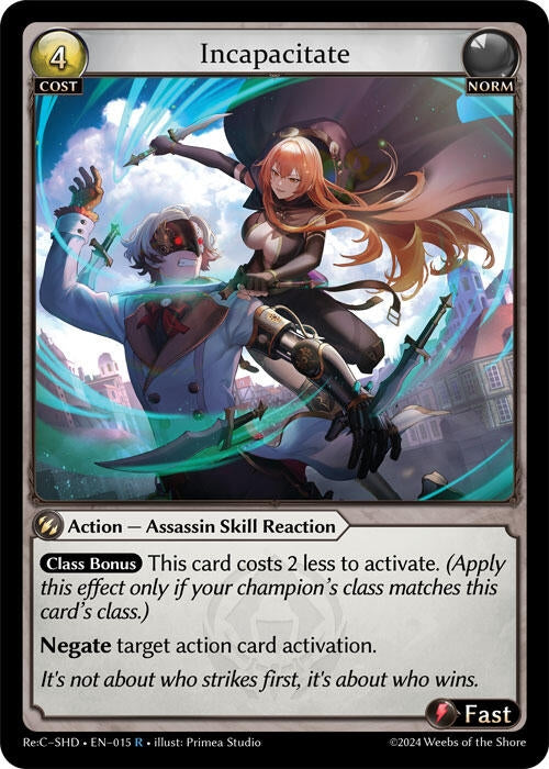 Image for Incapacitate (015) (Tristan, Shadowdancer Re:Collection Lite) (SHDLTE) - Grand Archive TCG