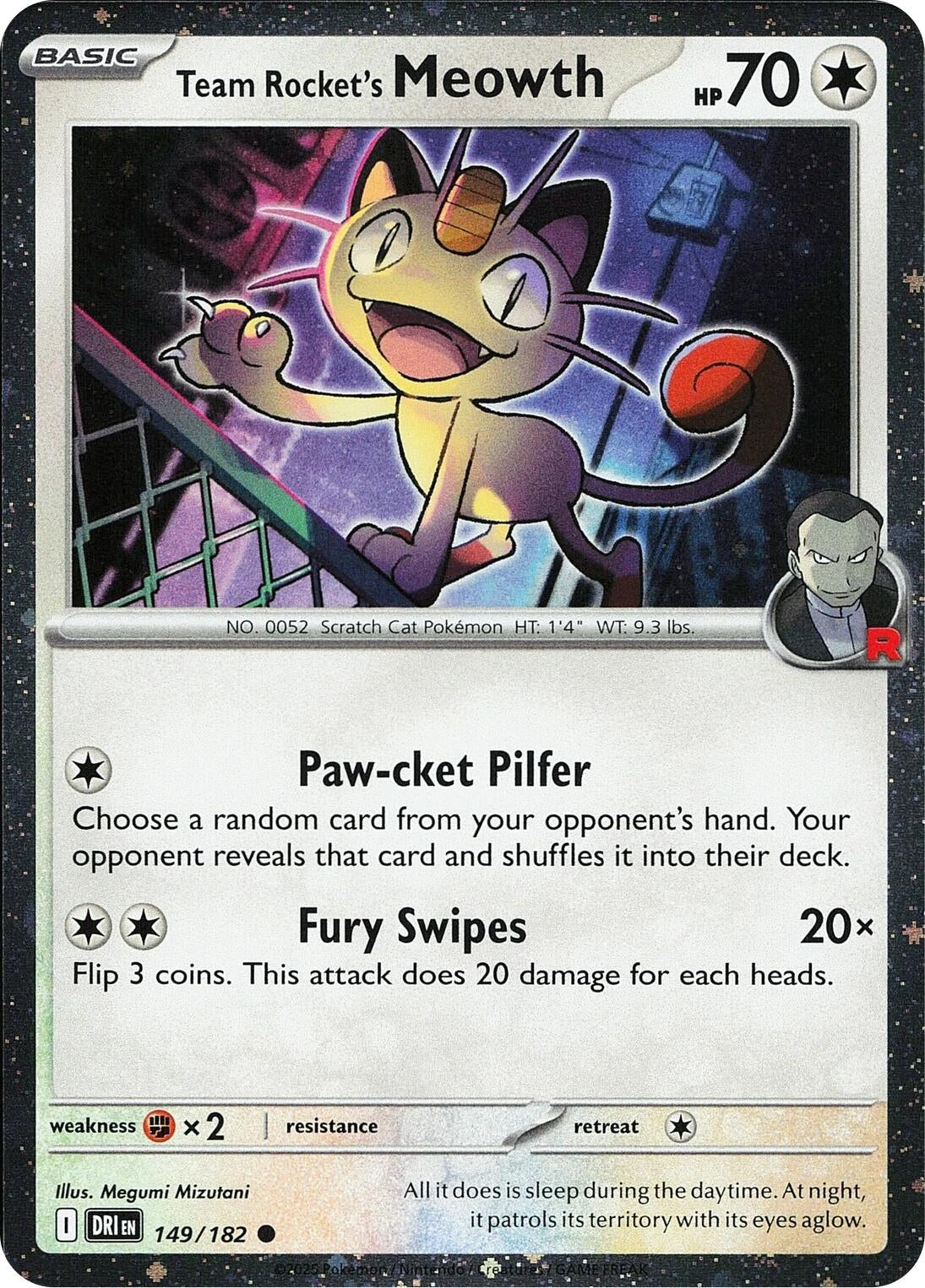 Image for Team Rocket's Meowth (Cosmos Holo) (149/182) (Miscellaneous Cards & Products) (MCAP) - Pokemon
