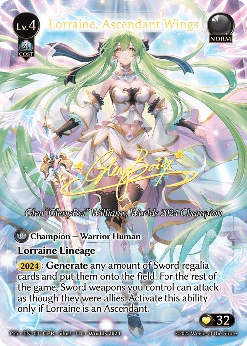 Image for Lorraine, Ascendant Wings (CPR) (003) (Supporter Pack 3) (SP3) - Grand Archive TCG