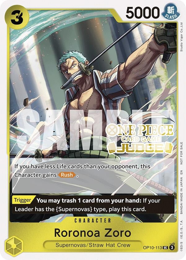Image for Roronoa Zoro (Judge Pack Vol. 6) (OP10-113) (One Piece Promotion Cards) (OP-PR) - One Piece Card Game