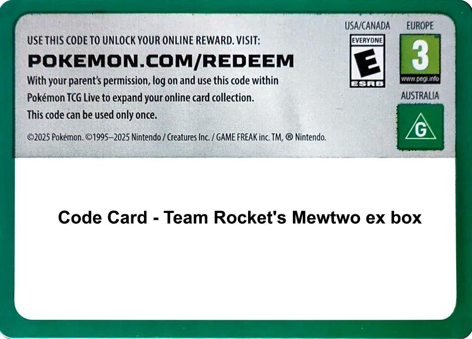 Image for Code Card - Team Rocket’s mewtwo ex box (Miscellaneous Cards & Products) (MCAP) - Pokemon
