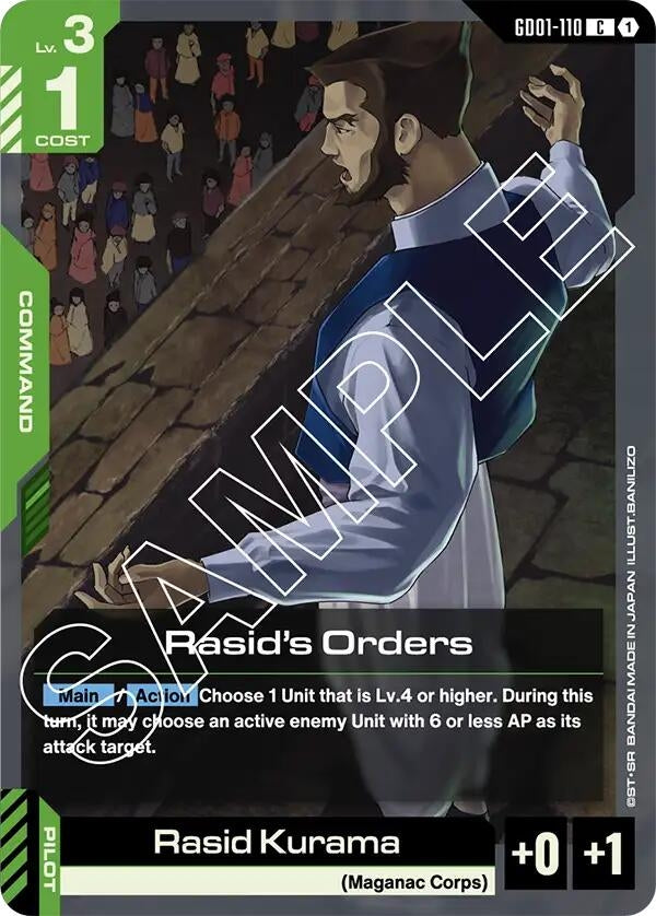 Image for Rasid's Orders (GD01-110) (Newtype Rising) (GD01) - Gundam Card Game