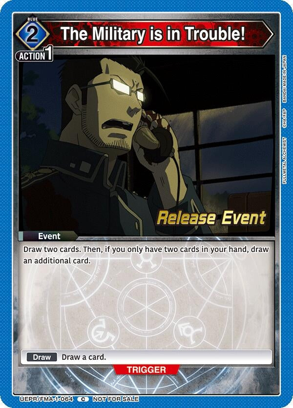 Image for The Military is in Trouble! (UEPR/FMA-1-064) (UE09BT: FULLMETAL ALCHEMIST Release Event Cards) (UE09BT_RE) - Union Arena