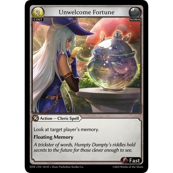 Image for Unwelcome Fortune (103) (Distorted Reflections) - Grand Archive TCG