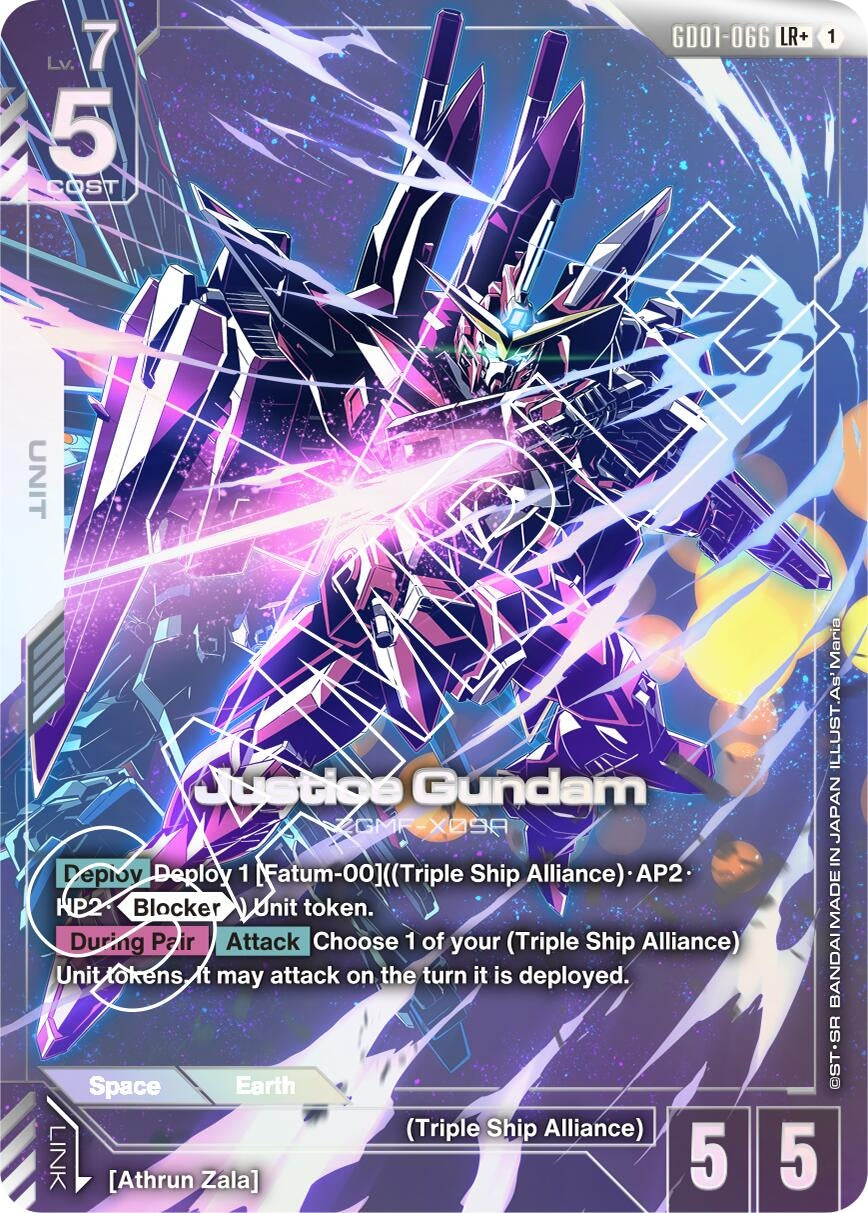 Image for Justice Gundam (LR+) (GD01-066) (Newtype Rising) (GD01) - Gundam Card Game