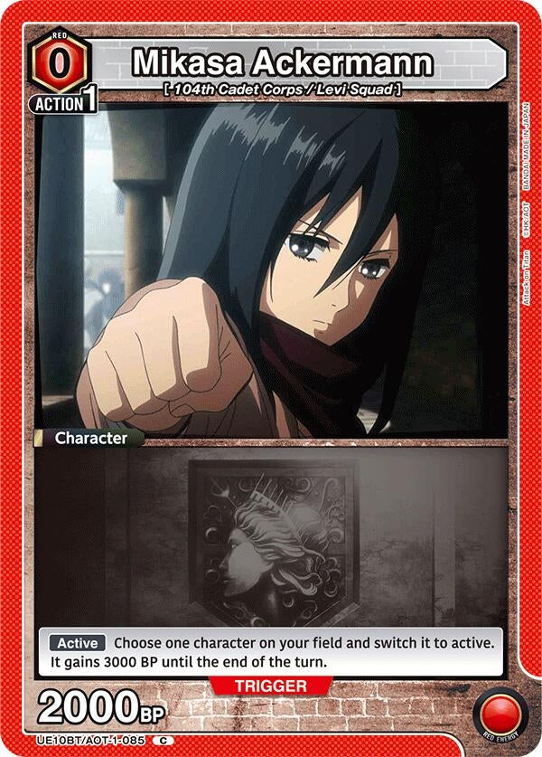 Image for Mikasa Ackermann (085) (Box Topper Foil) (UE10BT/AOT-1-085) (UE10BT: Attack on Titan) (UE10BT) - Union Arena