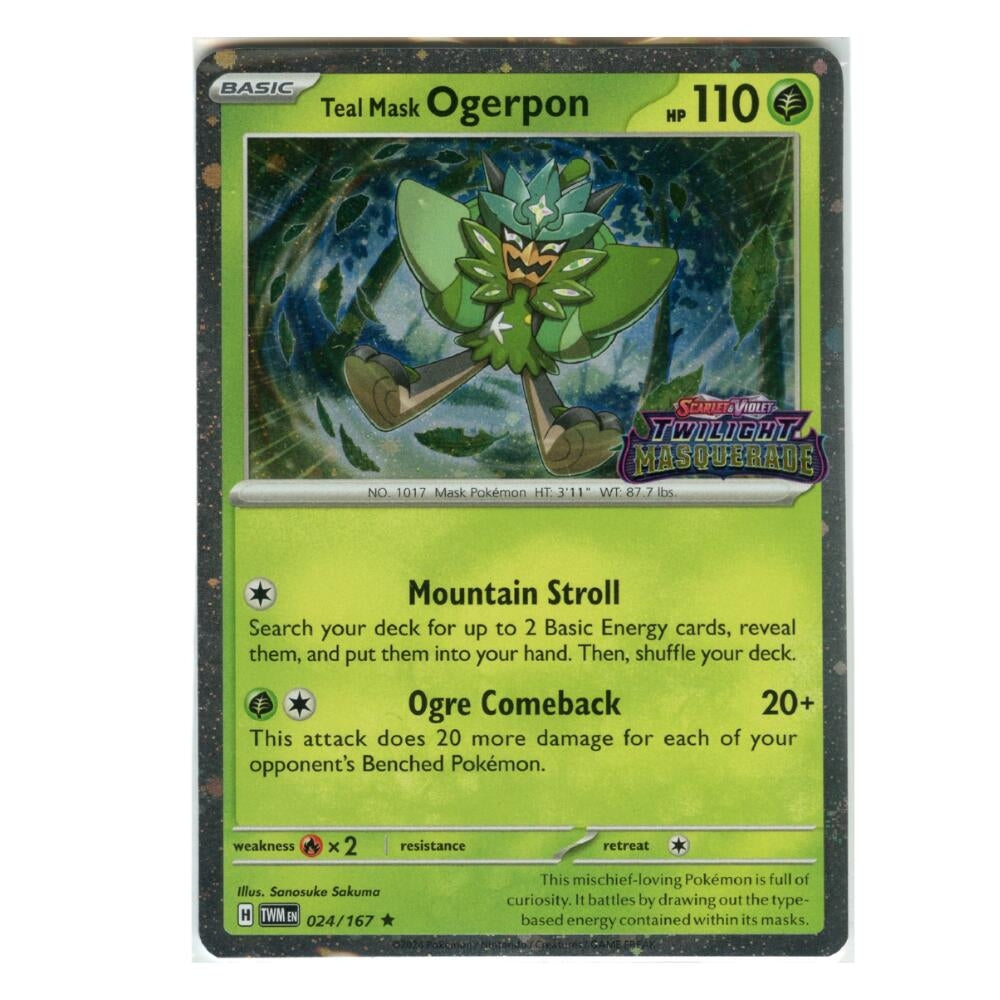 Image for Teal Mask Ogerpon (Twilight Masquerade Stamp) (024/167) (Miscellaneous Cards & Products) (MCAP) - Pokemon