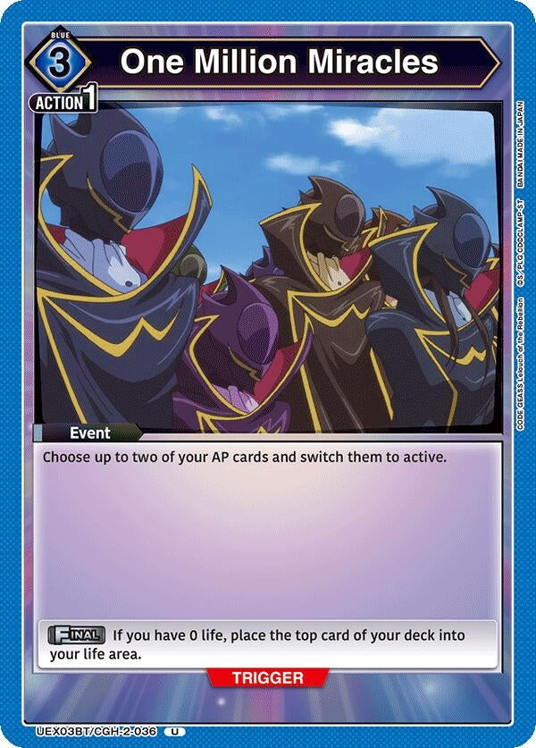 Image for One Million Miracles (UEX03BT/CGH-2-036) (UEX03BT: CODE GEASS: Lelouch of the Rebellion Vol.2) (UEX03BT) - Union Arena