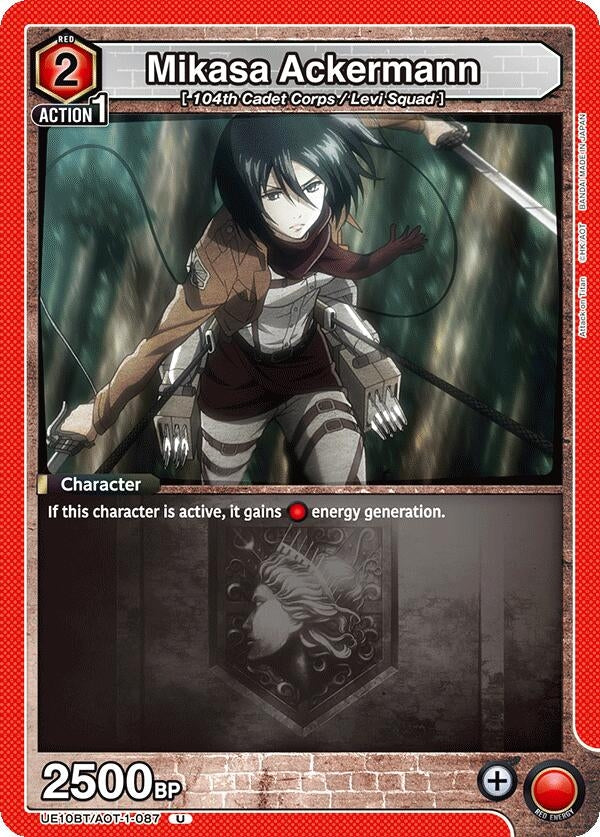 Image for Mikasa Ackermann (087) (UE10BT/AOT-1-087) (UE10BT: Attack on Titan) (UE10BT) - Union Arena