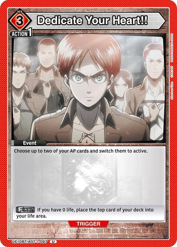 Image for Dedicate Your Heart!! (UE10BT/AOT-1-097) (UE10BT: Attack on Titan) (UE10BT) - Union Arena