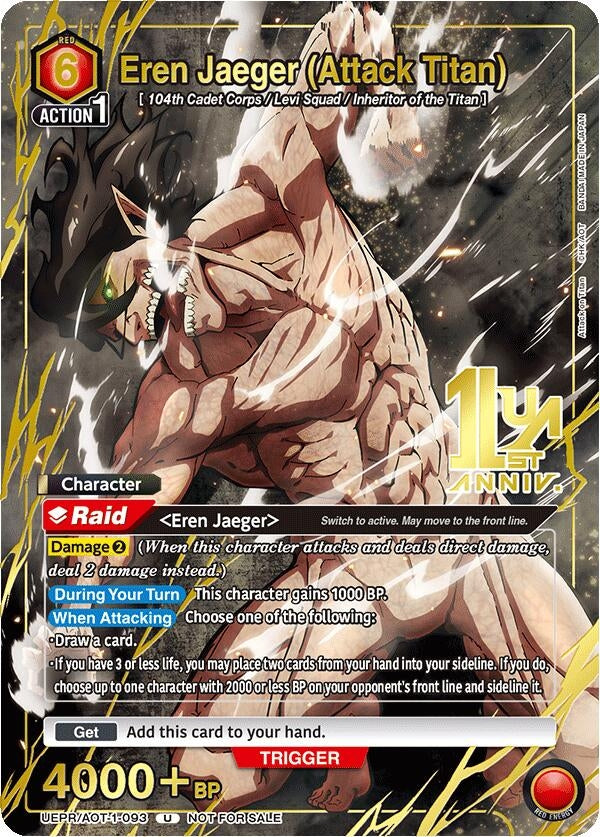 Image for Eren Jaeger (Attack Titan) (093) (Gold) (UEPR/AOT-1-093) (Union Arena Promotion Cards) (UEPR) - Union Arena