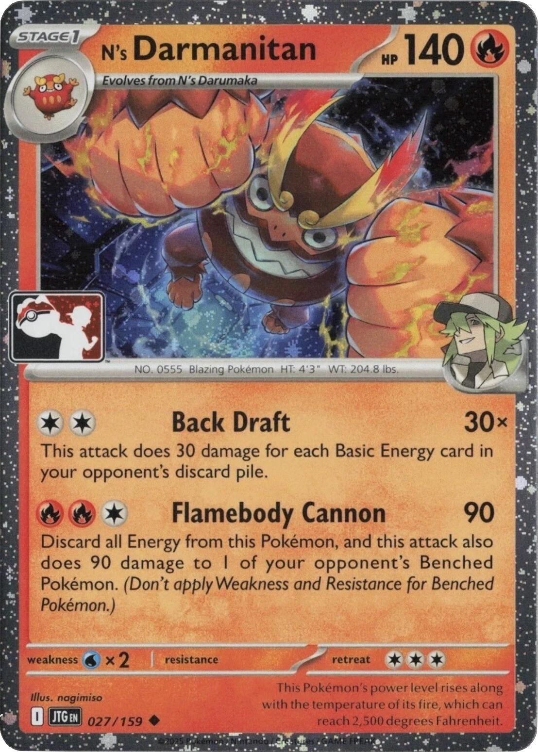 Image for N's Darmanitan - 027/159 (Cosmos Holo) (027/159) (Prize Pack Series Cards) - Pokemon