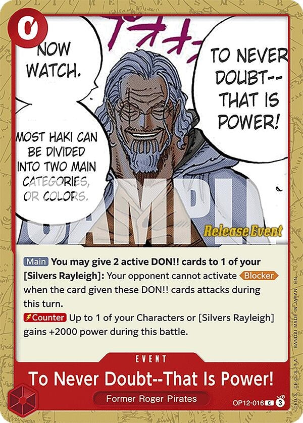 Image for To Never Doubt--That Is Power! (OP12-016) (Legacy of the Master Release Event Cards) (OP12 RE) - One Piece Card Game