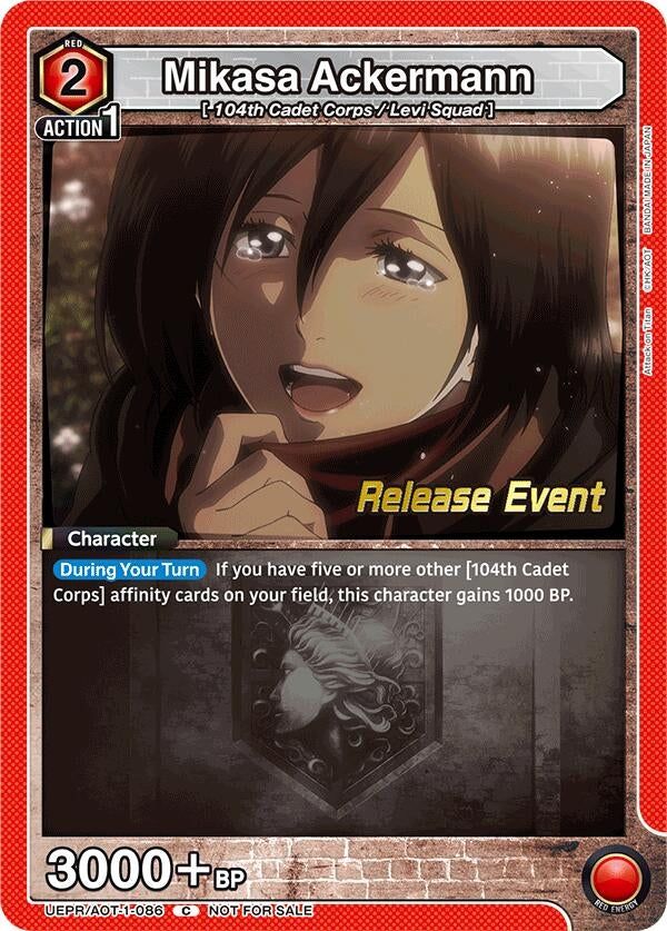 Image for Mikasa Ackermann (086) (UEPR/AOT-1-086) (UE10BT: Attack on Titan Release Event Cards) (UE10BT_RE) - Union Arena