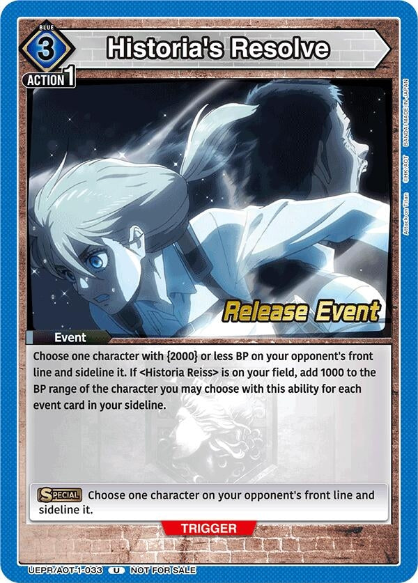Image for Historia's Resolve (UEPR/AOT-1-033) (UE10BT: Attack on Titan Release Event Cards) (UE10BT_RE) - Union Arena