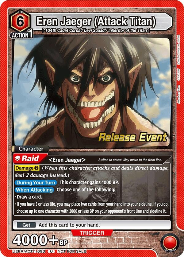 Image for Eren Jaeger (Attack Titan) (093) (UEPR/AOT-1-093) (UE10BT: Attack on Titan Release Event Cards) (UE10BT_RE) - Union Arena