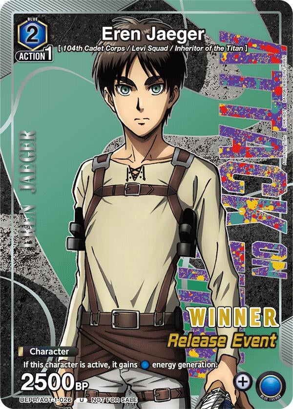 Image for Eren Jaeger (Release Event Winner) (UEPR/AOT-1-026) (UE10BT: Attack on Titan Release Event Cards) (UE10BT_RE) - Union Arena