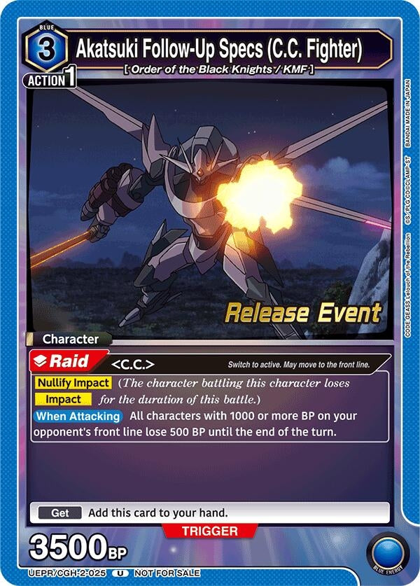 Image for Akatsuki Follow-Up Specs (C.C. Fighter) (UEPR/CGH-2-025) (UEX03BT: CODE GEASS: Lelouch of the Rebellion Vol.2 Release Event Cards) (UEX03BT_RE) - Union Arena