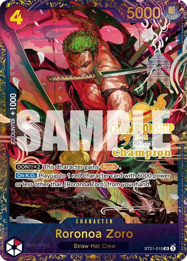 Image for Roronoa Zoro (CS 25-26 1st Place) (ST21-015) (One Piece Promotion Cards) (OP-PR) - One Piece Card Game