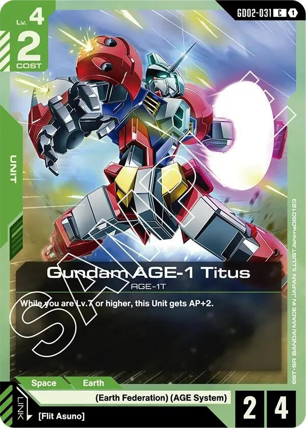 Image for Gundam AGE-1 Titus (GD02-031) (Dual Impact) (GD02) - Gundam Card Game
