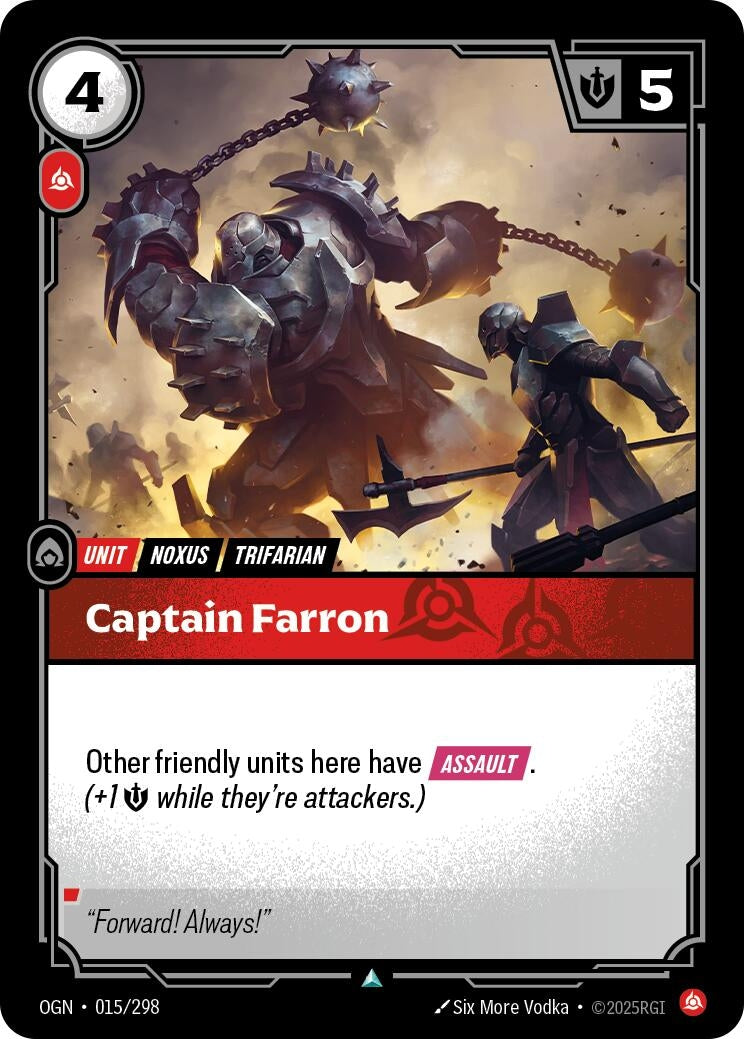 Image for Captain Farron (015/298) (Origins) (OGN) - Riftbound: League of Legends Trading Card Game