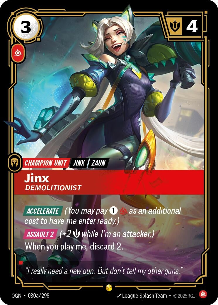 Image for Jinx - Demolitionist (Alternate Art) (030a/298) (Origins) (OGN) - Riftbound: League of Legends Trading Card Game