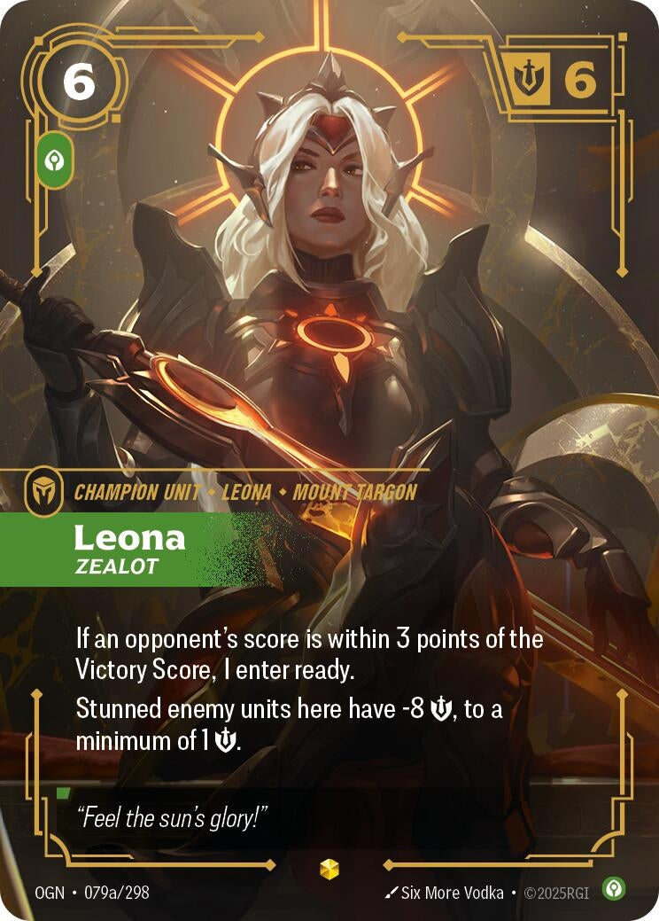 Image for Leona - Zealot (Alternate Art) (079a/298) (Origins) (OGN) - Riftbound: League of Legends Trading Card Game
