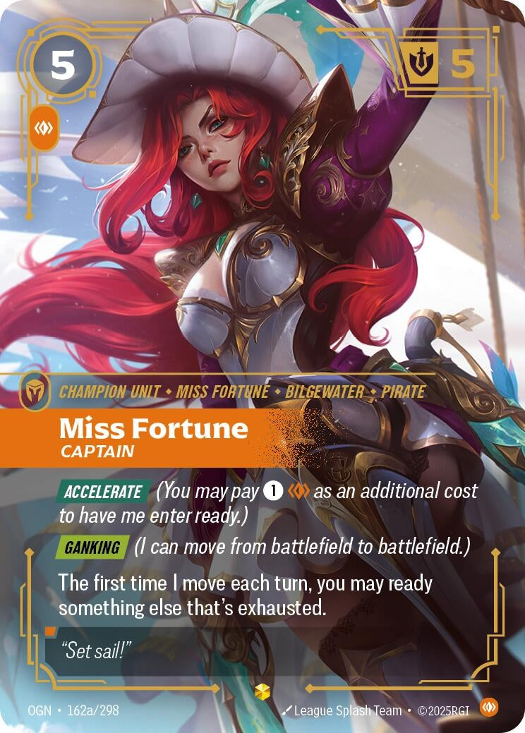 Image for Miss Fortune - Captain (Alternate Art) (162a/298) (Origins) (OGN) - Riftbound: League of Legends Trading Card Game