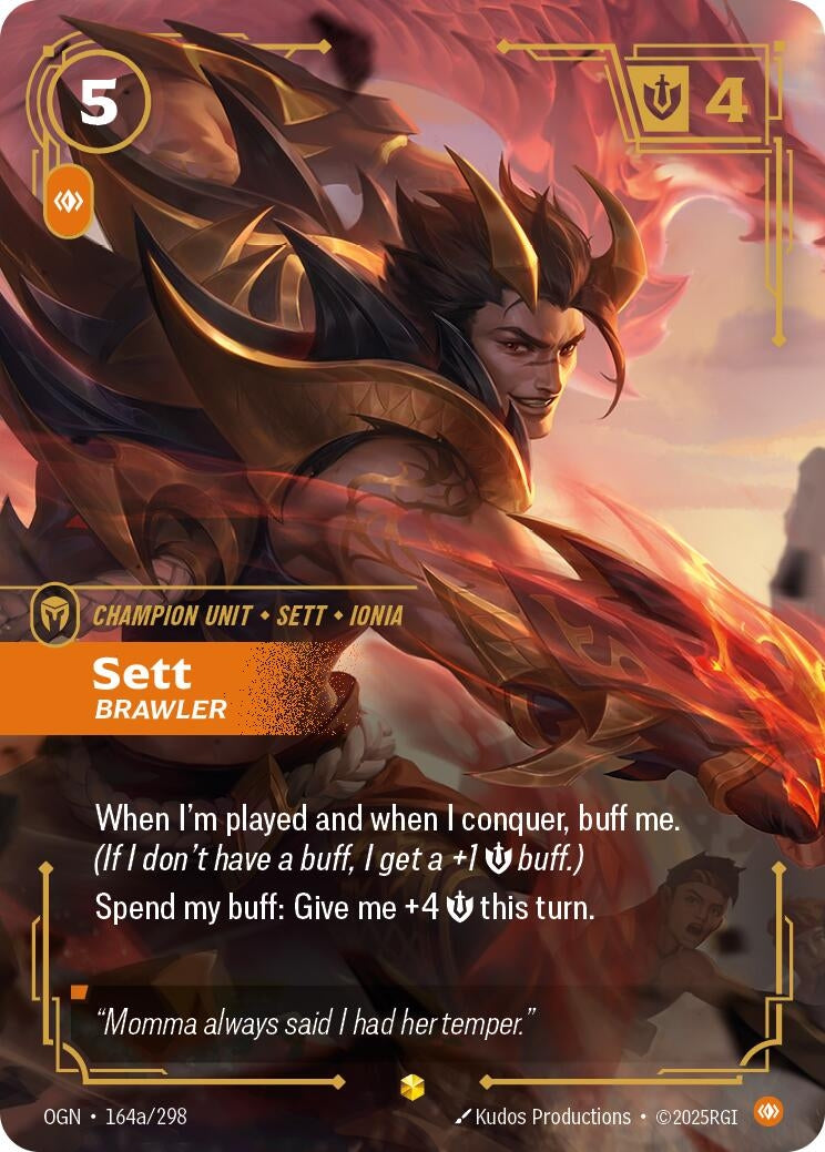 Image for Sett - Brawler (Alternate Art) (164a/298) (Origins) (OGN) - Riftbound: League of Legends Trading Card Game