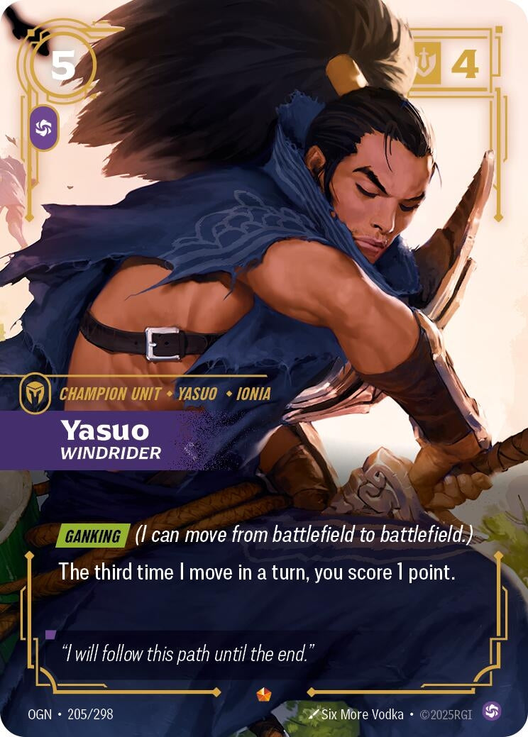 Image for Yasuo - Windrider (205/298) (Origins) (OGN) - Riftbound: League of Legends Trading Card Game