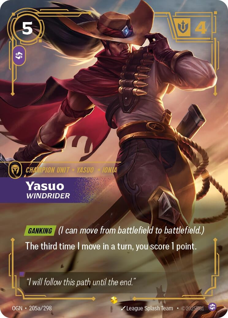 Image for Yasuo - Windrider (Alternate Art) (205a/298) (Origins) (OGN) - Riftbound: League of Legends Trading Card Game