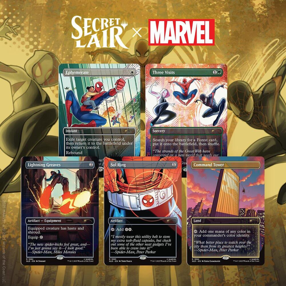 spider man mtg cards Secret Lair x Marvel's Spider-Man: Heroic Deeds