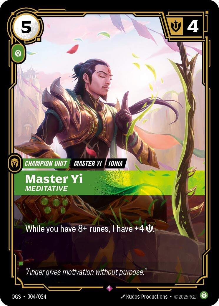 Image for Master Yi - Meditative (004/024) (Origins: Proving Grounds) (OGS) - Riftbound: League of Legends Trading Card Game