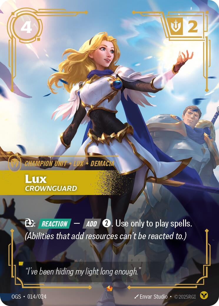 Image for Lux - Crownguard (014/024) (Origins: Proving Grounds) (OGS) - Riftbound: League of Legends Trading Card Game