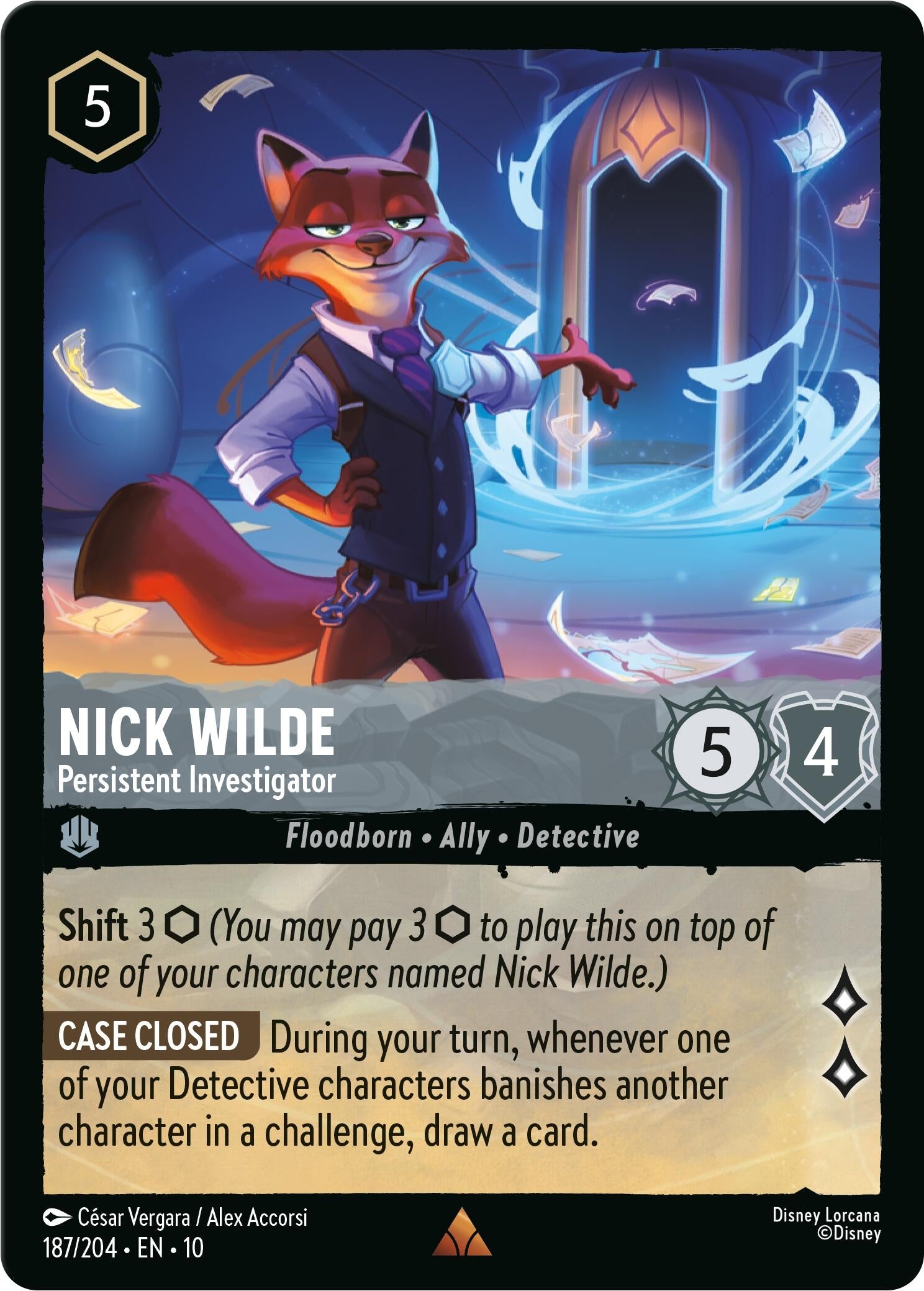 Image for Nick Wilde - Persistent Investigator (187/204) (Whispers in the Well) (10) - Disney Lorcana