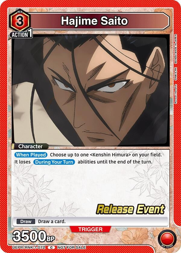 Image for Hajime Saito (072) (UEPR/RNK-1-072) (UE11BT: Rurouni Kenshin Release Event Cards) (UE11BT_RE) - Union Arena