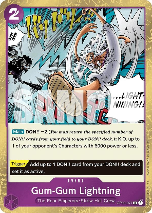 Image for Gum-Gum Lightning (Pirate Foil) (OP09-077) (Premium Booster -The Best- Vol. 2) (PRB-02) - One Piece Card Game