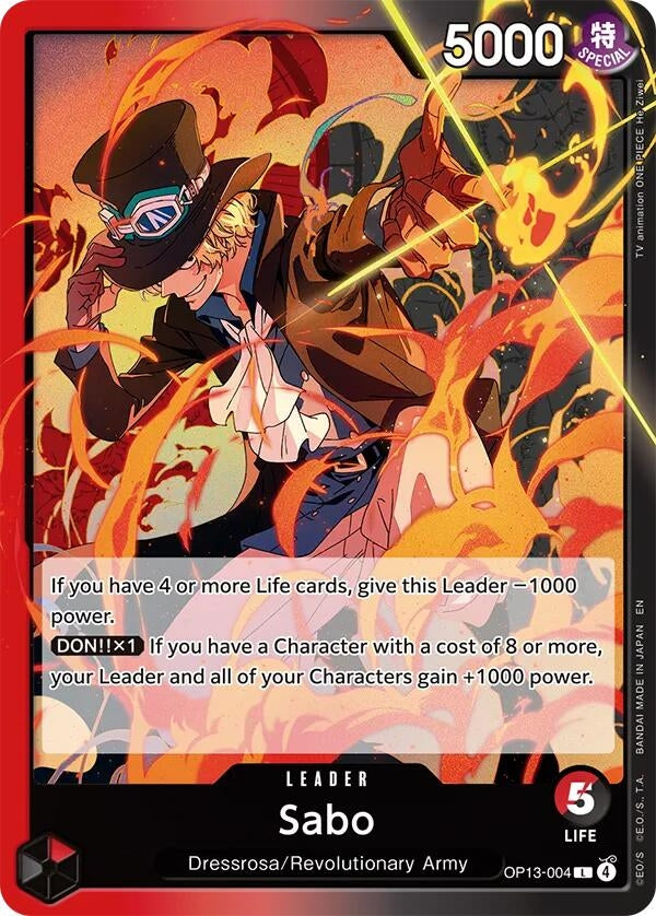 Image for Sabo (004) (OP13-004) (Carrying On His Will) (OP13) - One Piece Card Game