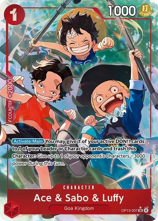 Image for Ace & Sabo & Luffy (Alternate Art) (OP13-007) (Carrying On His Will) (OP13) - One Piece Card Game