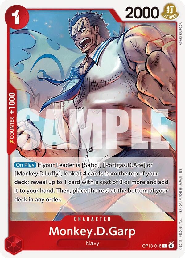 Image for Monkey.D.Garp (OP13-016) (Carrying On His Will) (OP13) - One Piece Card Game