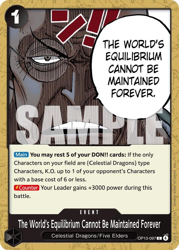Image for The World's Equilibrium Cannot Be Maintained Forever (OP13-097) (Carrying On His Will) (OP13) - One Piece Card Game