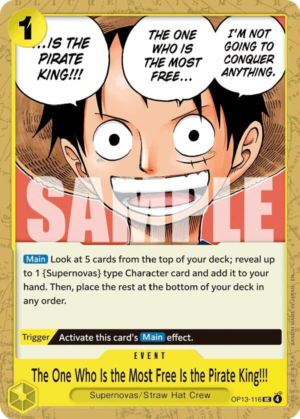 Image for The One Who Is the Most Free Is the Pirate King!!! (OP13-116) (Carrying On His Will) (OP13) - One Piece Card Game