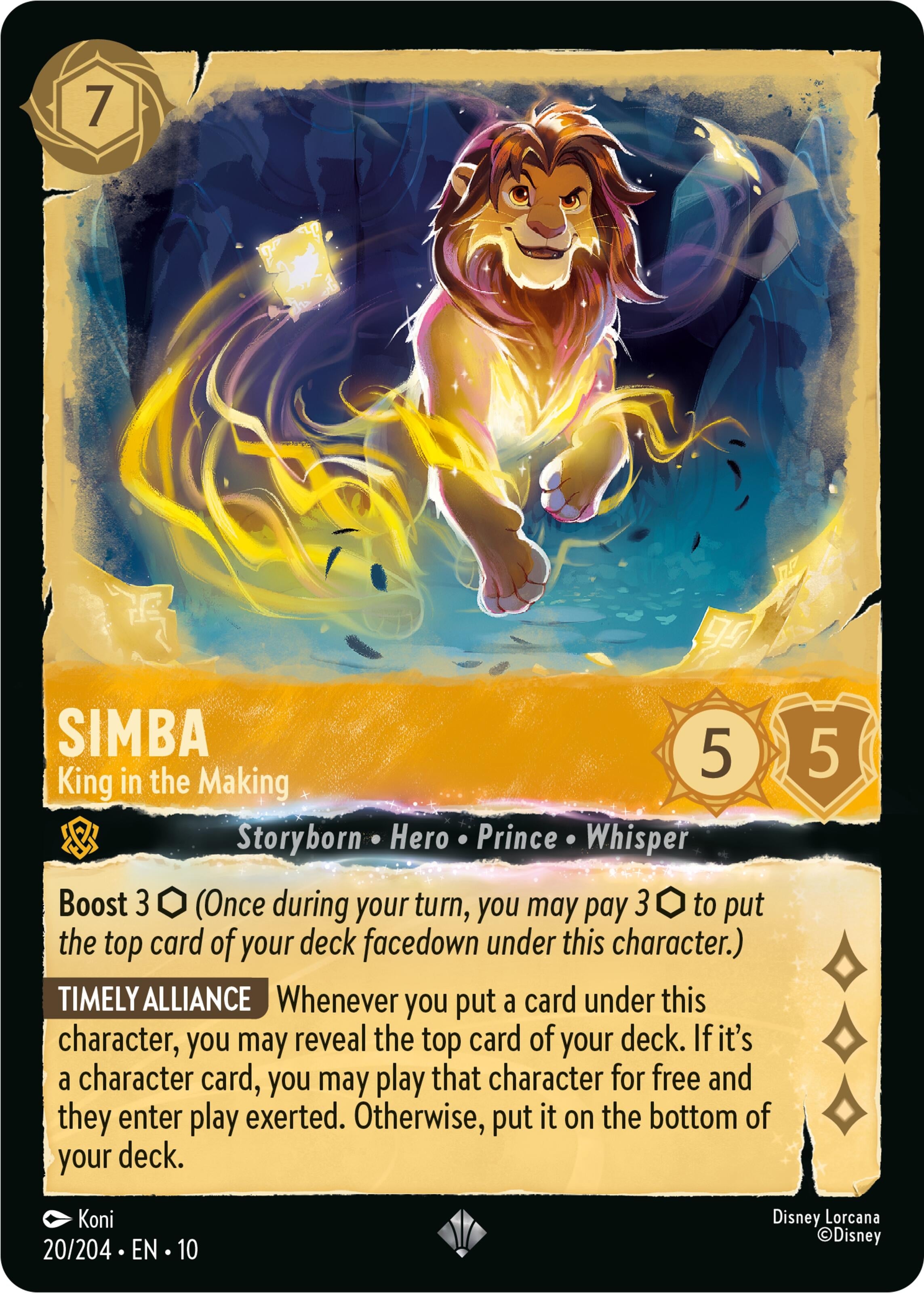 Image for Simba - King in the Making (20/204) (Whispers in the Well) (10) - Disney Lorcana