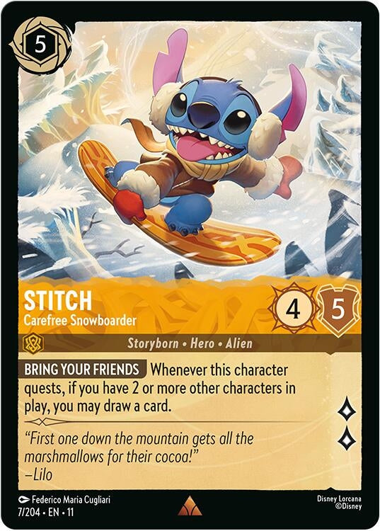Image for Stitch - Carefree Snowboarder (7/204) (Winterspell) (11) - Disney Lorcana