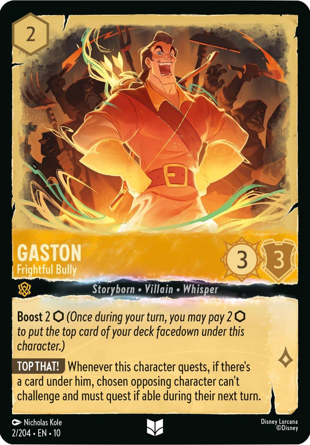 Image for Gaston - Frightful Bully (2/204) (Whispers in the Well) (10) - Disney Lorcana