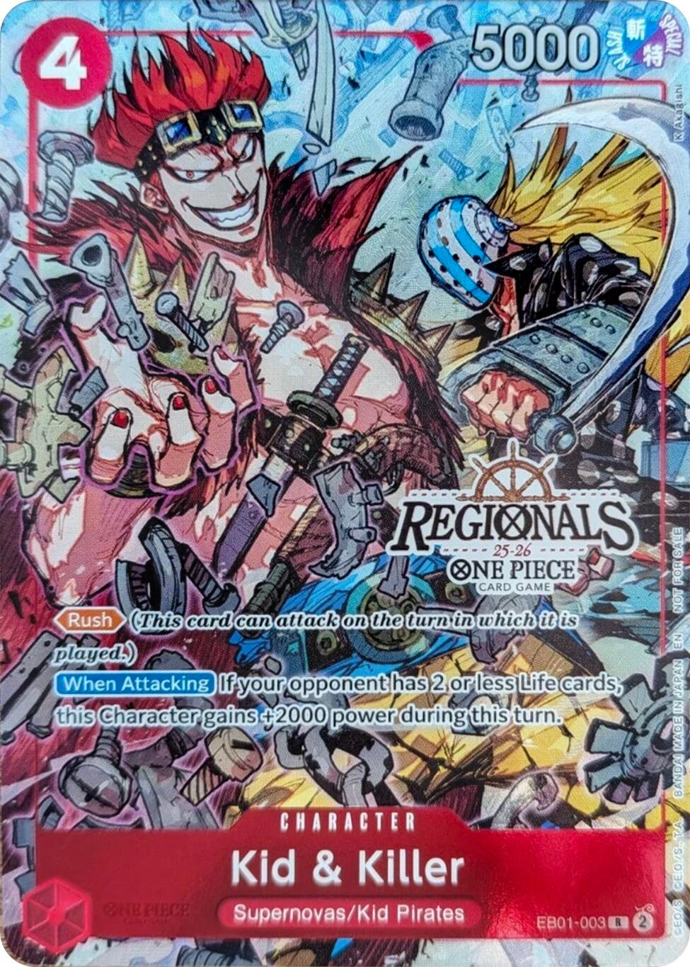 Image for Kid & Killer (CS 25-26 Regionals Textured Chase Promo) (EB01-003) (One Piece Promotion Cards) (OP-PR) - One Piece Card Game