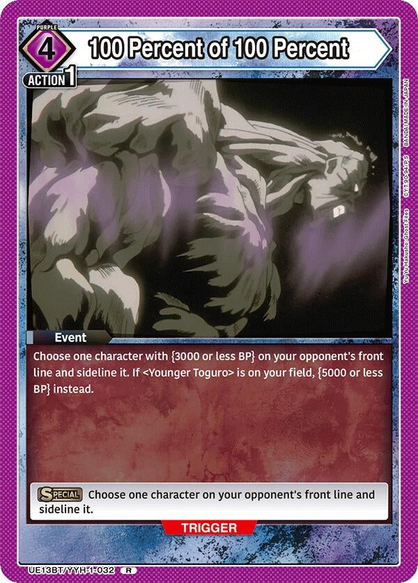 Image for 100 Percent of 100 Percent (UE13BT/YYH-1-032) (UE13BT: Yu Yu Hakusho: Ghost Files) (UE13BT) - Union Arena